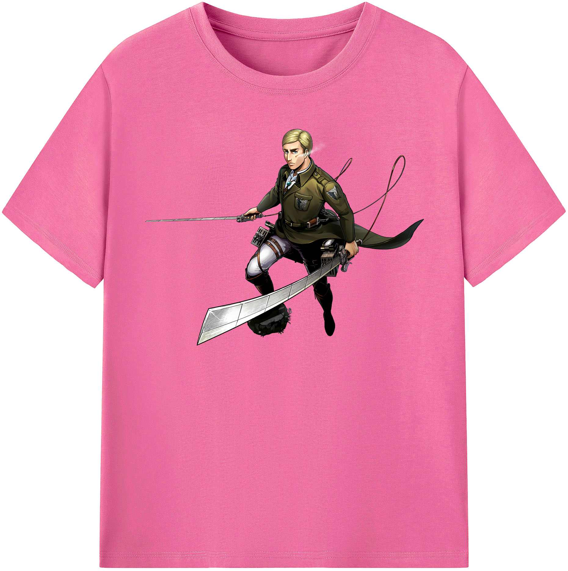 （画像用） 進撃の巨人 エルヴィン・スミス Attack on Titan Erwin Smith レディースカジュアルプリントTシャツ（綿100％）